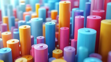 Poster - Abstract Close-up of Colorful Cylindrical Structures