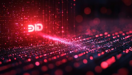 Poster - Red and Blue Abstract Background with Digital Data