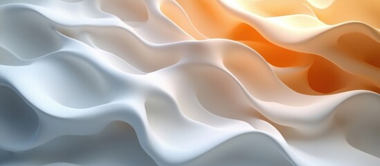 Poster - Abstract White and Orange Wavy Pattern