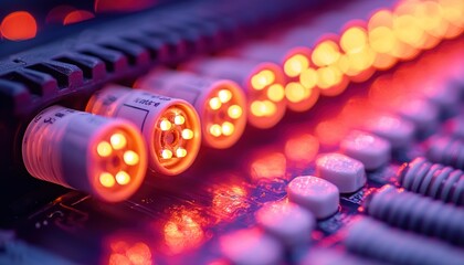 Poster - Close-up of Illuminated Electronic Circuit Board Components