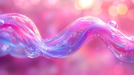 Poster - Abstract Wave of Pink and Blue Liquid with Bubbles and Bokeh
