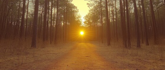 Poster - A Sunlit Path Through a Forest of Tall Trees