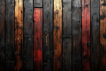 Aufkleber - Burnt and Stained Wooden Plank Wall