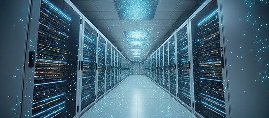Aufkleber - Server Racks in a Modern Data Center with Glowing Lights