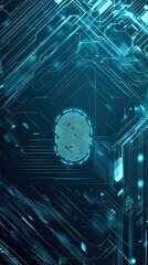 Poster - Innovative cybernetic design featuring a teal blue fingerprint backdrop. Generative AI