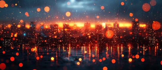 Poster - Cityscape Reflected in Water with Bokeh Lights