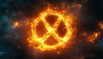 Aufkleber - Flaming Wheel of Fire in a Dark Cosmic Background