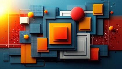 Poster - Abstract geometric shapes and colors, creating a dynamic composition.