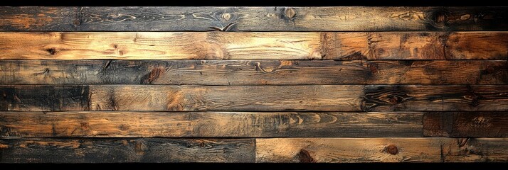 Poster - Rustic Weathered Wooden Planks with Dark Stain