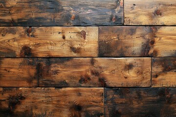 Poster - Weathered Wooden Planks with Knots and Grain
