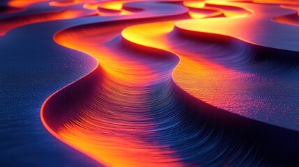 Aufkleber - Abstract Wavy Surface with Vibrant Orange and Blue Color Gradient