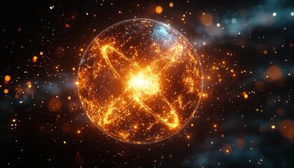 Poster - A Burning Planet in a Starry Sky