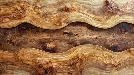 Poster - Close-up of a Wood Grain Pattern with Knots and Wavy Lines