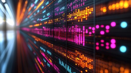 Aufkleber - Abstract Digital Display with Glowing Lights and Data