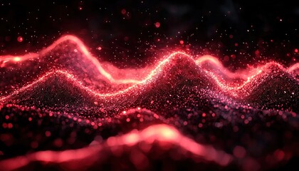 Wall Mural - Abstract Red Glitter Landscape with Bokeh Effects