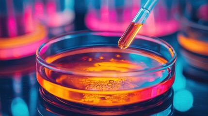 Aufkleber - Dropper Adding Liquid to a Petri Dish in a Laboratory Setting