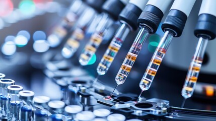Aufkleber - Close-up of laboratory equipment with vials and pipettes