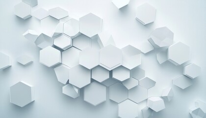 Aufkleber - Abstract White Geometric Hexagon Pattern on a Light Background