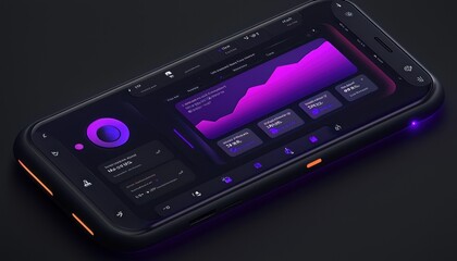 Poster - Futuristic Smartphone Interface with a Line Graph and Data Display