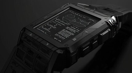 Poster - Futuristic Black Smartwatch with Detailed Interface