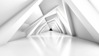 Poster - White Triangular Corridor Leading to a Dark Opening
