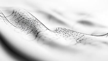 Poster - Abstract Black and White Wireframe Mesh Pattern