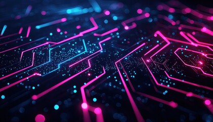 Poster - Abstract Digital Circuitry with Pink and Blue Neon Lights