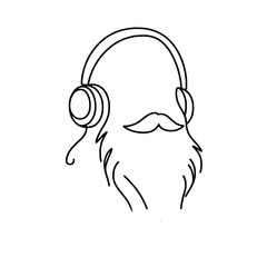 Aufkleber - Artistic line drawing of headphones and beard with mustache
