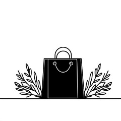 Aufkleber - Minimalist shopping bag design with nature elements