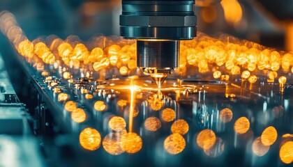 Poster - Close-up of a Laser Cutting Machine in Operation