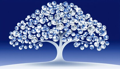 Poster - A Crystallized Tree of Iridescent Bubbles on a Blue Background
