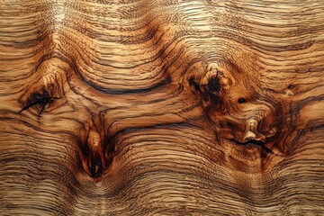 Poster - Close-up of a wooden surface with intricate grain patterns and knots.