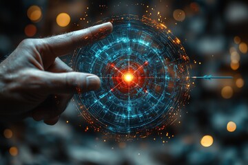 Poster - Hand Interacting with a Circular Digital Interface with an Arrow in the Center