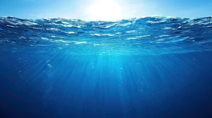 Poster - Sunlight Beams Through Ocean Surface and Water