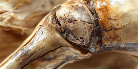 Poster - Close-up of a Cracked and Weathered Animal Bone