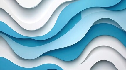 Poster - Abstract Blue and White Wavy Design