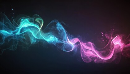 Poster - Abstract Swirling Blue and Pink Smoke on a Black Background