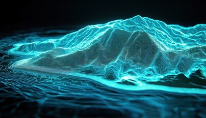 Aufkleber - Abstract Blue and White Glowing Wireframe Mountain Range