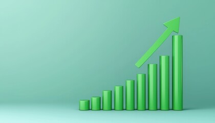 Poster - Green Bar Graph with Arrow Pointing Upward