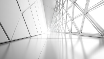 Aufkleber - White corridor with a large triangular window