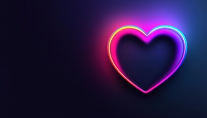 Fototapete - Neon Heart Shape on a Dark Background