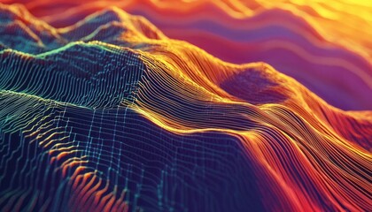 Poster - Abstract Wavy Pattern with Vivid Colors and Intersecting Lines