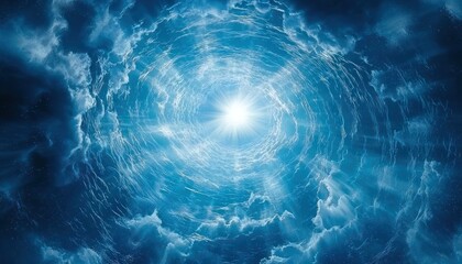 Poster - Abstract Blue Swirling Clouds with Bright Light