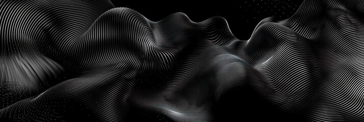 Poster - Abstract Wavy Lines with Scattered Lights on Black Background