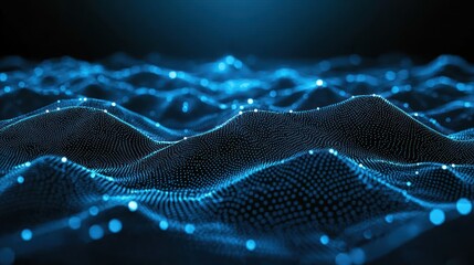 Aufkleber - Abstract Blue Digital Waveform with Glowing Dots