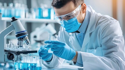 Aufkleber - Scientist in a Lab Coat Examining a Test Tube