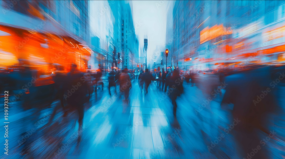 people walking on city street with motion blur effect with wes aderson ...