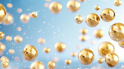 Poster - Bubbles gold bubbles floating spheres abstract background shimmering lights