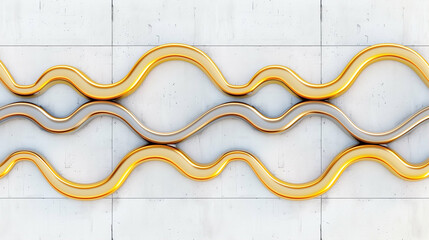 Poster - Curved lines in modern abstract design create a flowing texture with golden and silver tones for contemporary art