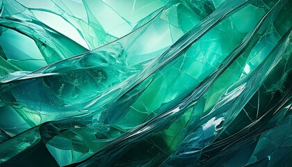 mixed green and cyan crystal flow- glass layers of green and cyan tones that overlap like